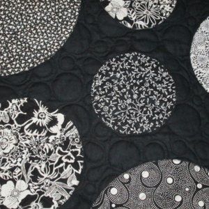Quilt Circles Abstract Art Black White Wall Hangin